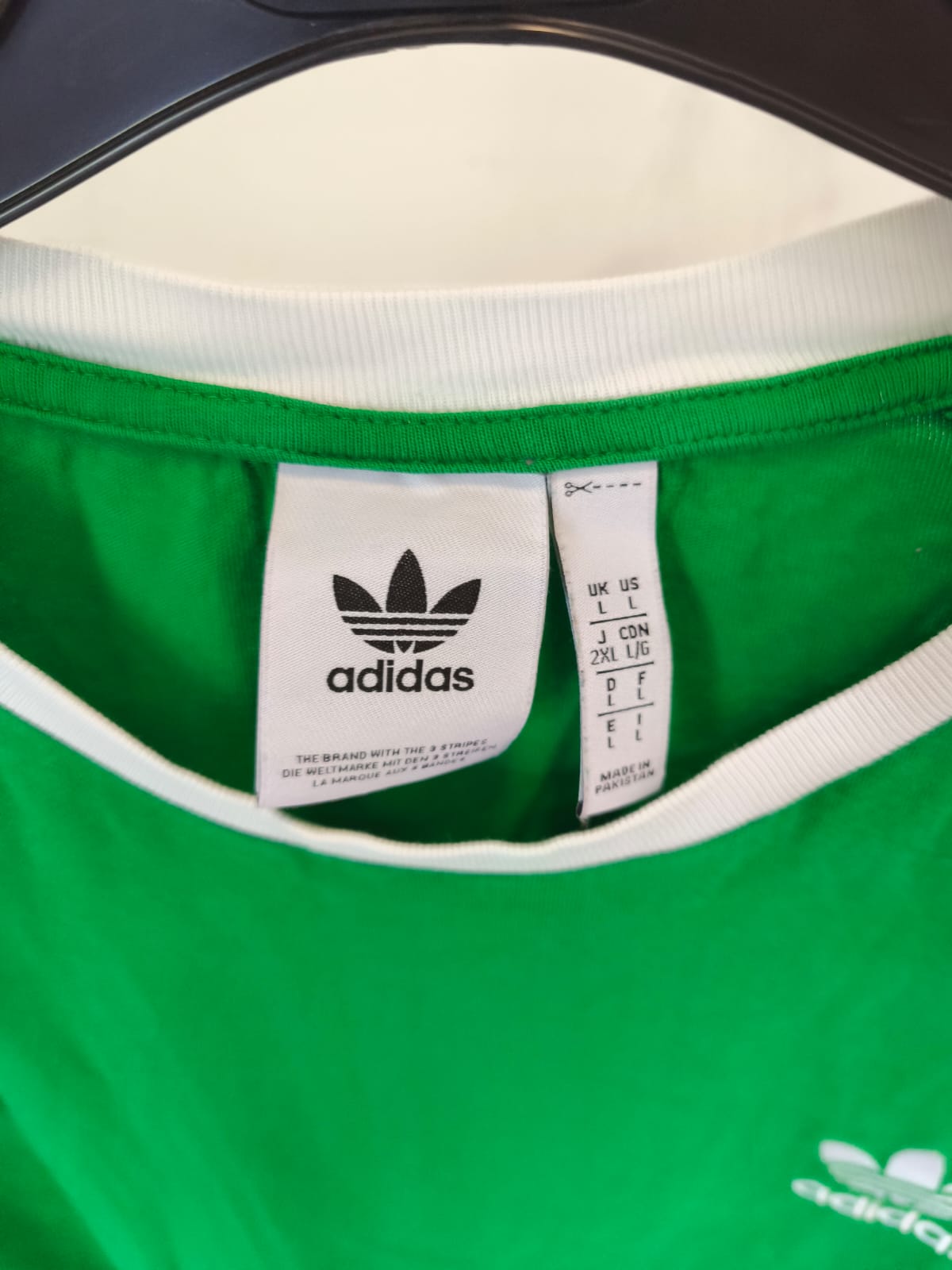 adidas Originals 3-Stripes T-Shirt – Green/White-L
