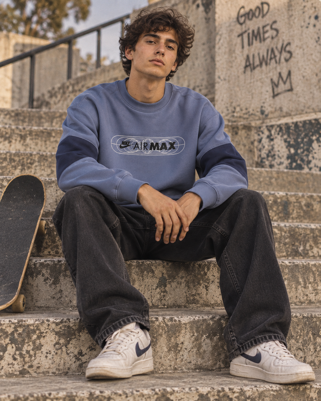 Nike Ανδρικό Φούτερ Μπλε – L