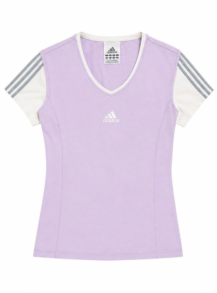 Adidas 3-Stripes V-Neck T-Shirt – Lilac – S