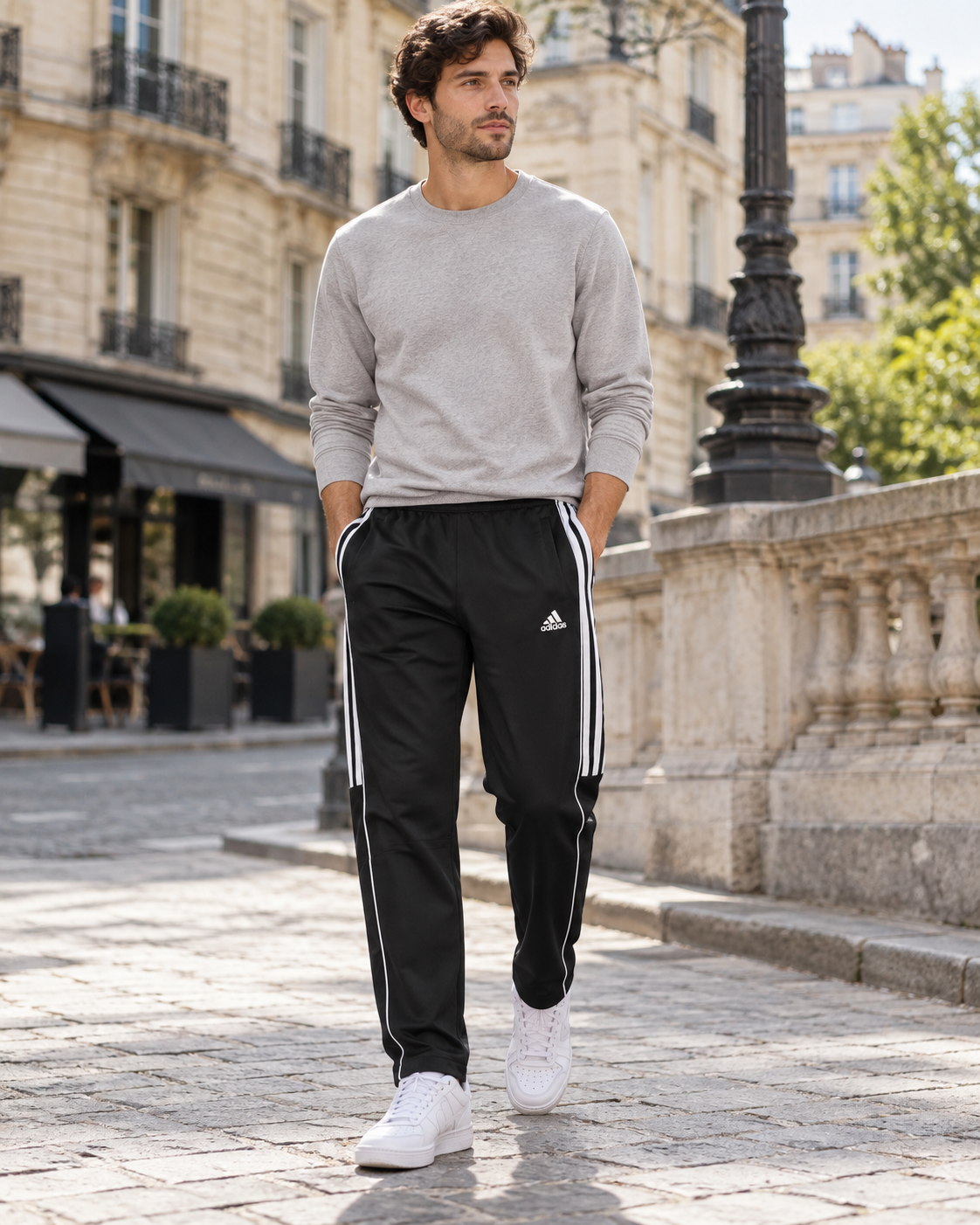 Adidas Ανδρικό Παντελόνι Φόρμας Μαύρο - XL