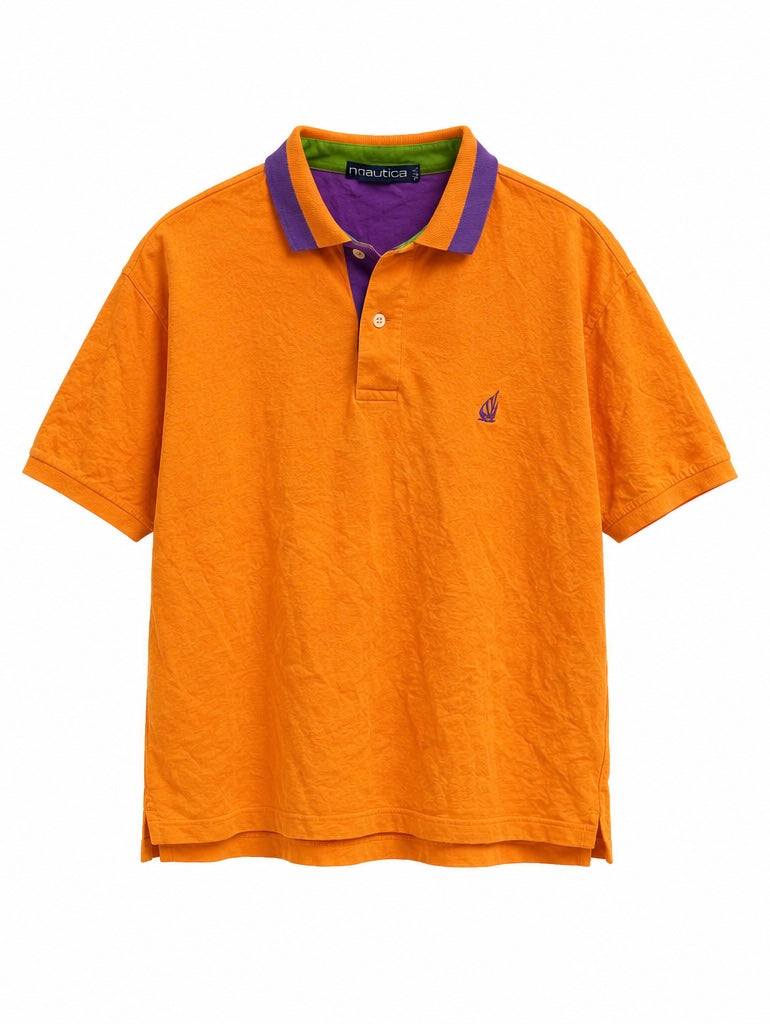 Nautica Ανδρικό Polo Πορτοκαλί / Colorblock Logo Polo XL