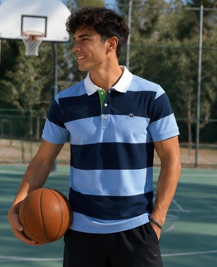 Kappa Robe di Kappa Ανδρικό Polo Μπλουζάκι – Ριγέ Μπλε/Γαλάζιο – L