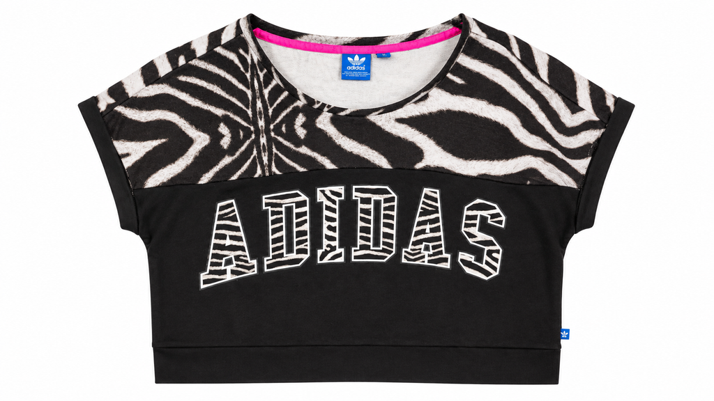 Adidas Γυναικείο Crop Μπλουζάκι – Μαύρο Zebra Print – M