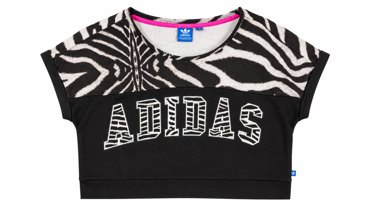 Adidas Γυναικείο Crop Μπλουζάκι – Μαύρο Zebra Print – M