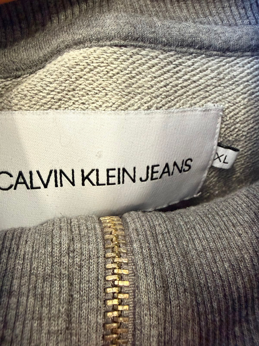 Calvin Klein Jeans Quarter Zip Sweatshirt – Γκρι Μελανζέ (XL)