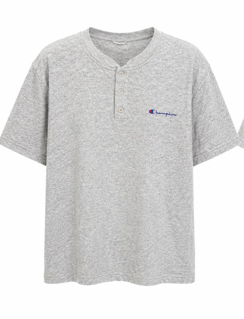 Champion Vintage Grey Henley T-Shirt-L