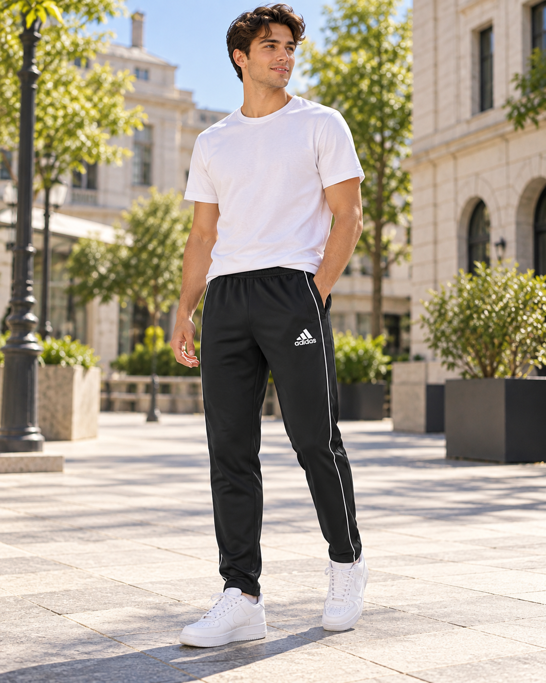 Adidas Ανδρικό Παντελόνι Φόρμας Μαύρο - L