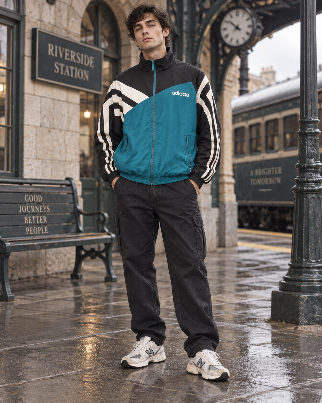 Adidas Ανδρικό Μπουφάν Μαύρο Τιρκουάζ – XL