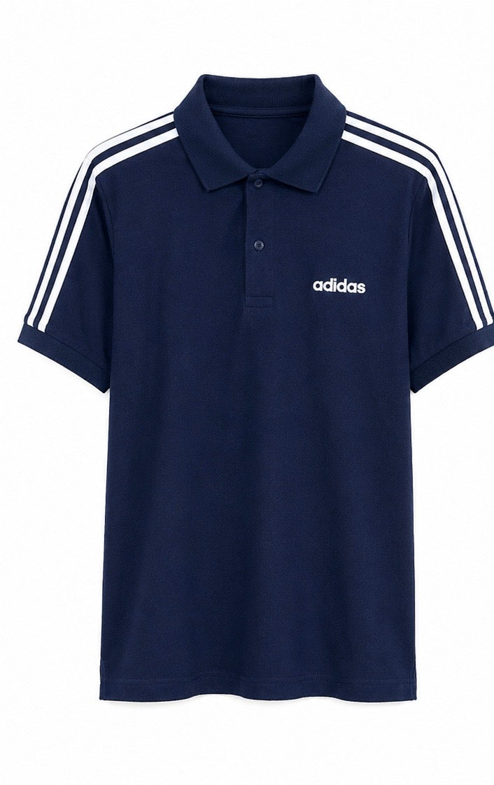 Adidas 3-Stripes Polo Shirt Navy Blue-M