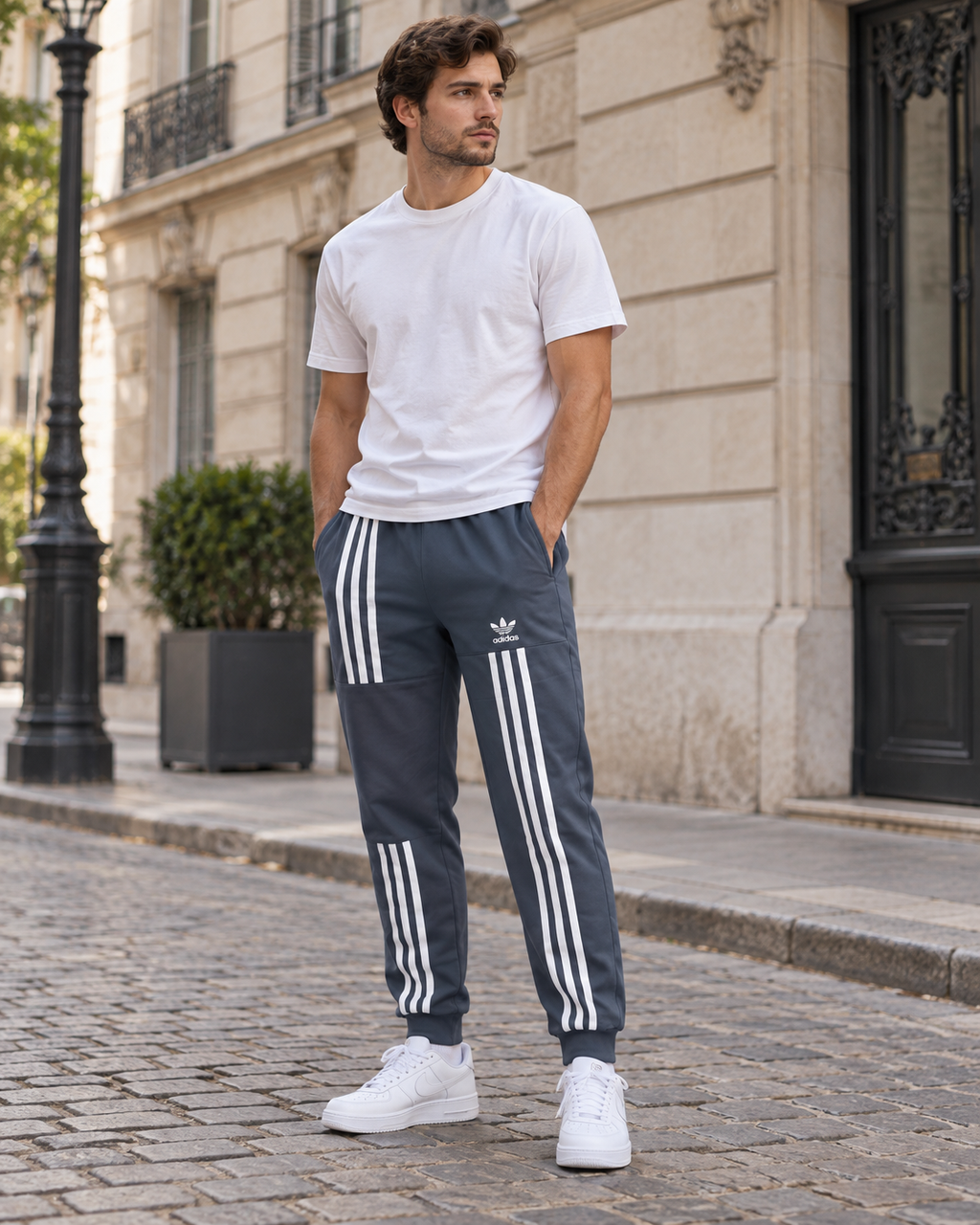 Adidas Ανδρικό Παντελόνι Φόρμας Γκρι - L