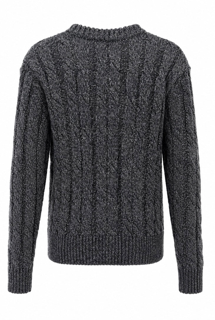 Superdry Vintage Cable Knit Sweater – Charcoal Grey-L