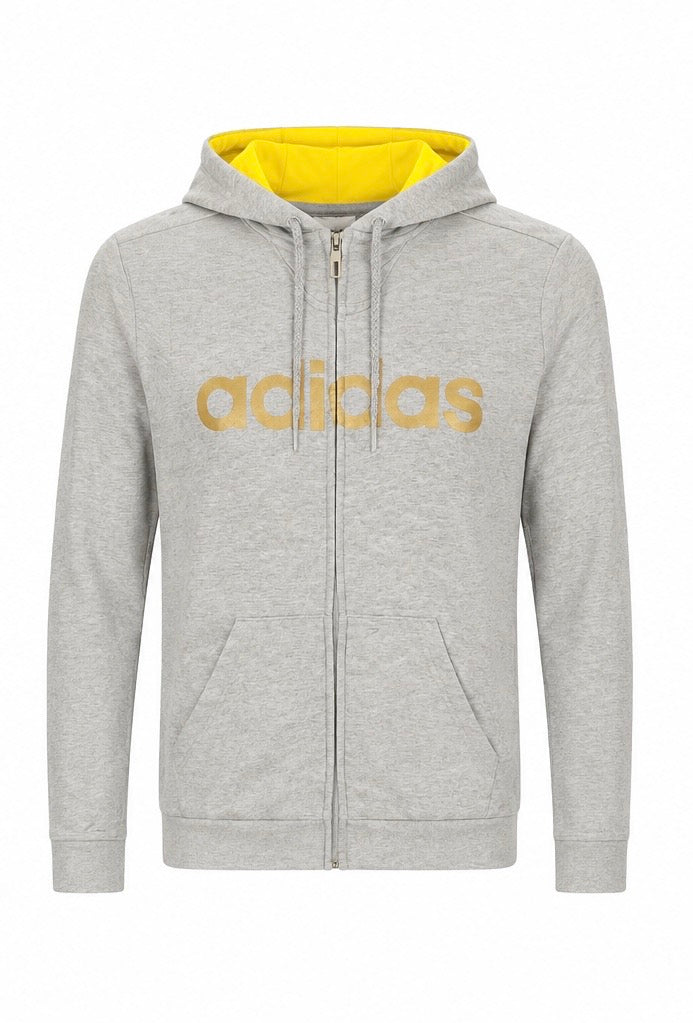 Adidas Ανδρική Ζακέτα Φούτερ με Κουκούλα – Γκρι / Κίτρινο – L