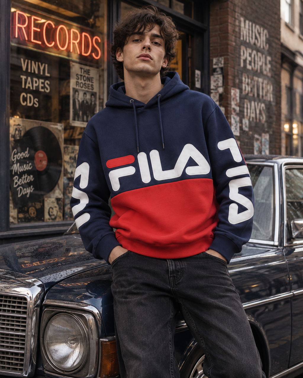 Fila Ανδρικό Φούτερ Μπλε Κόκκινο – XL
