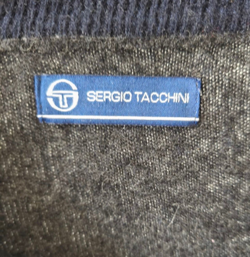 Sergio Tacchini Ανδρικό Πλεκτό V-Neck Γκρι Ανθρακί-XL