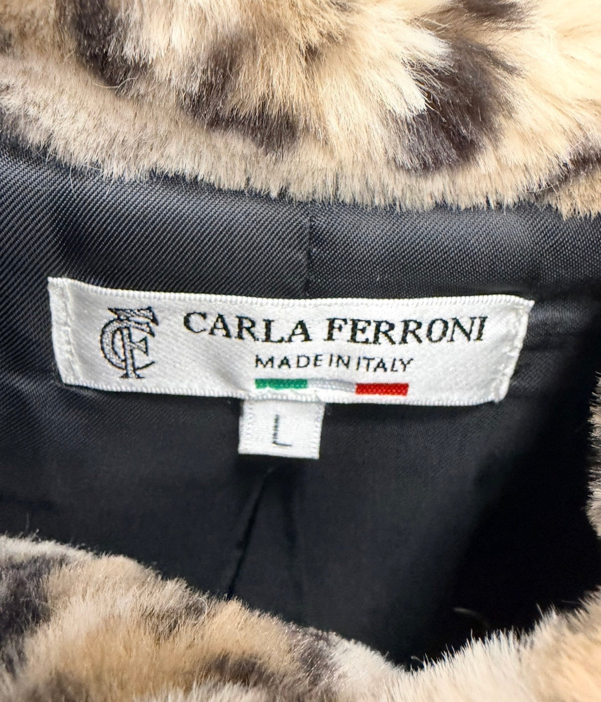 Carla Ferroni Γυναικείο Leopard Γούνινο Παλτό – Μπεζ/Μαύρο – L