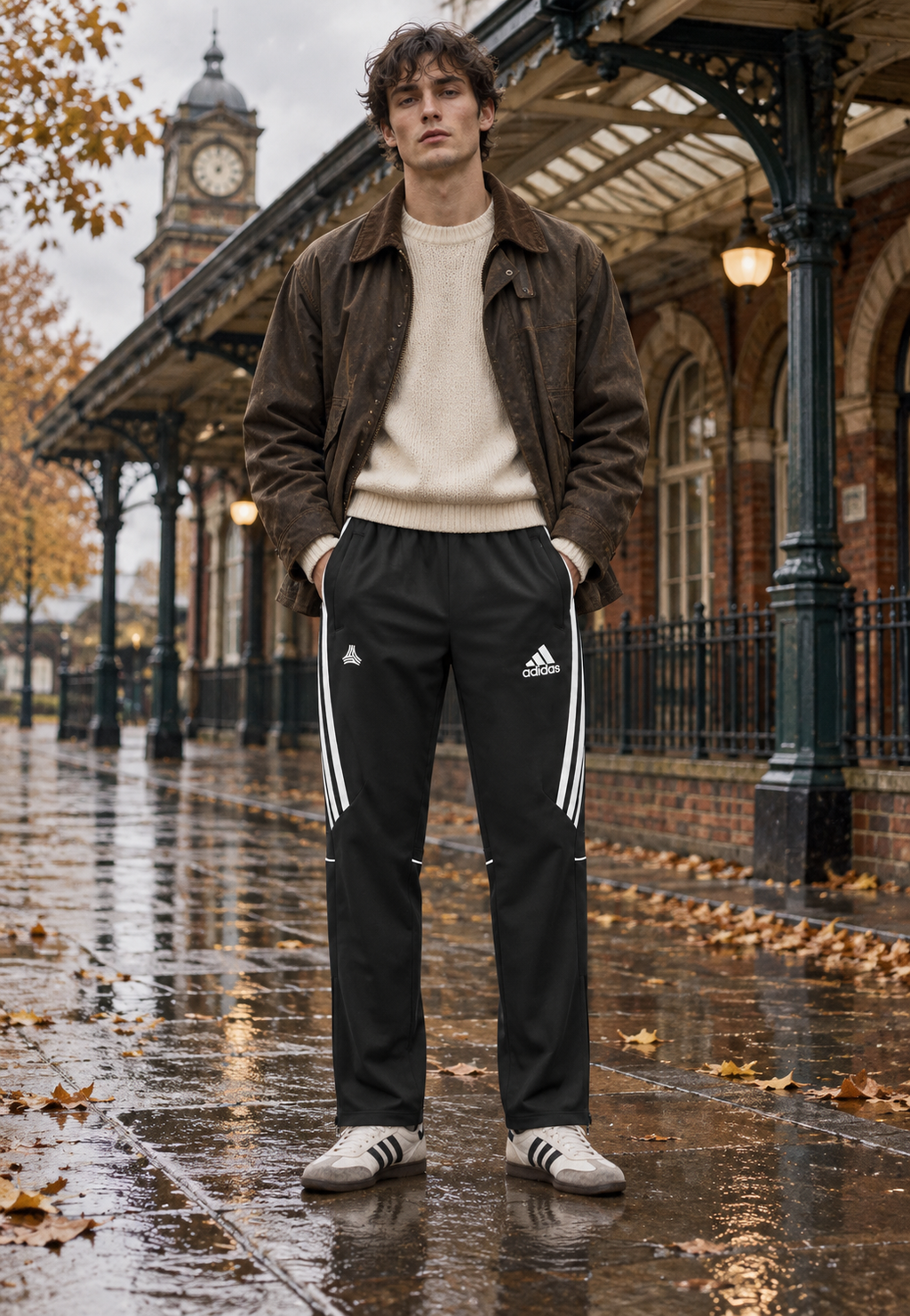 Adidas Ανδρικό Παντελόνι Φόρμας Μαύρο - L