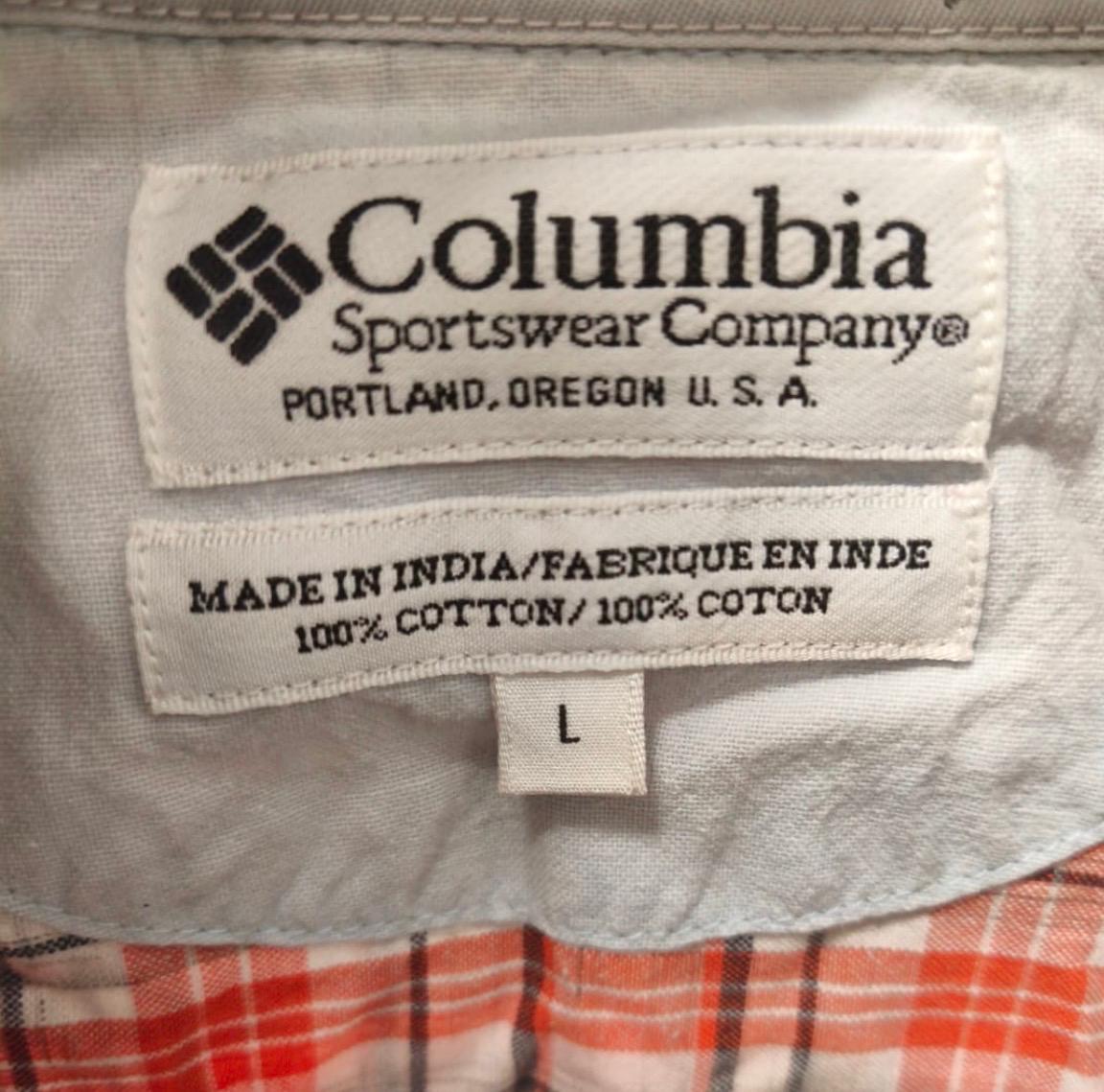 Columbia Ανδρικό Κοντομάνικο Καρό Πουκάμισο – Λευκό/Πορτοκαλί – L