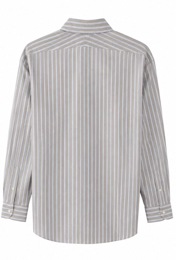 Lands’ End Ανδρικό Πουκάμισο Ριγέ Tailored Fit – Μπεζ/Λευκό-17x34US