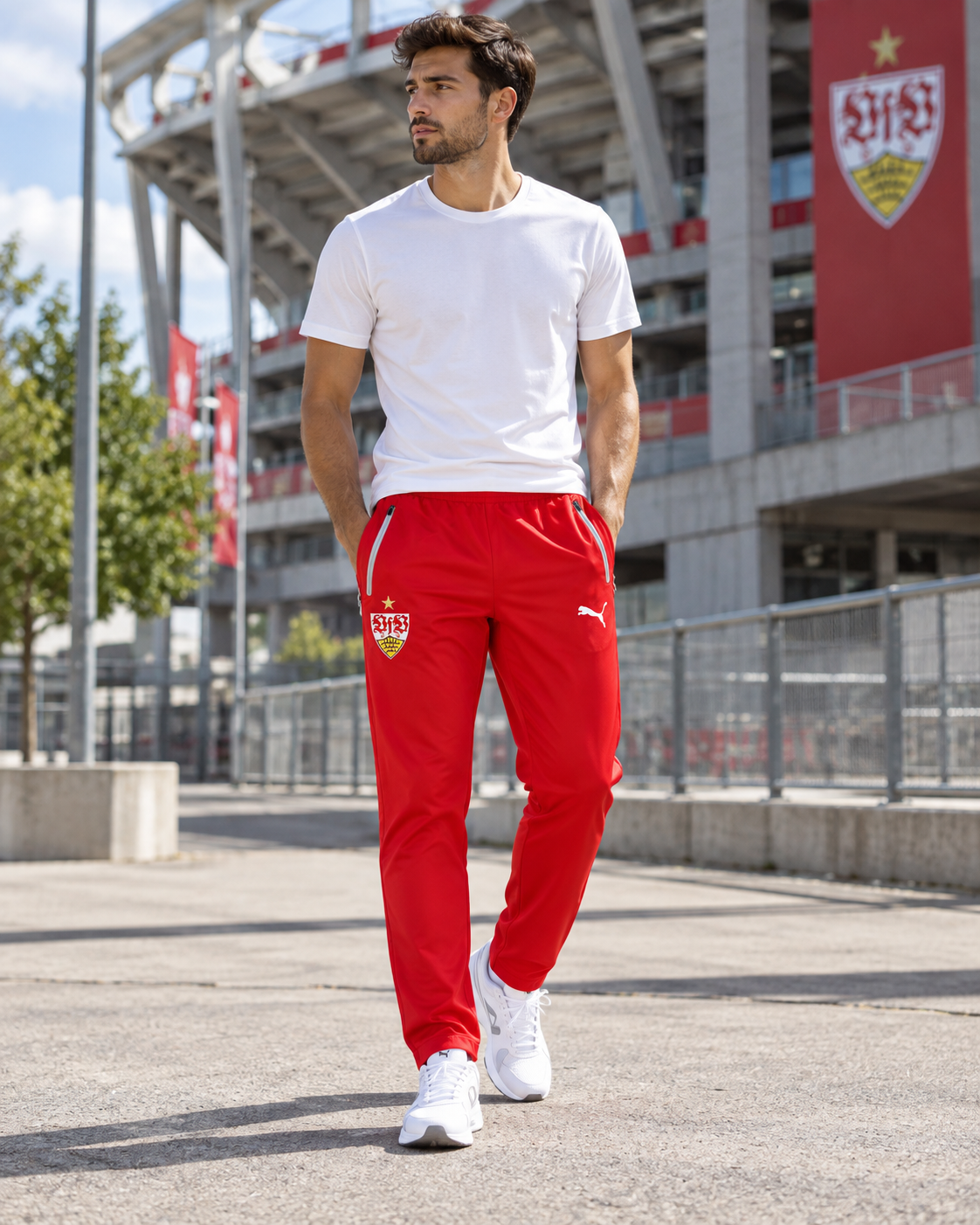 Puma Ανδρικό Ποδοσφαιρικό Παντελόνι Φόρμας Κόκκινο - M