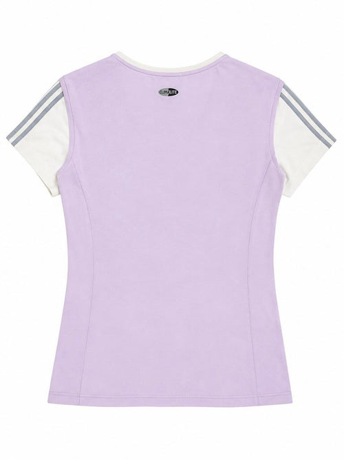 Adidas 3-Stripes V-Neck T-Shirt – Lilac – S