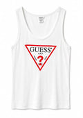 GUESS Ανδρικό Rib Αμάνικο Λευκό με Logo – M