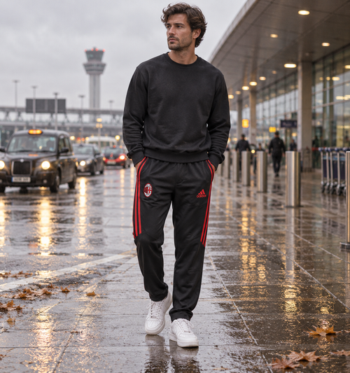Adidas Ανδρικό Παντελόνι AC Milan Μαύρο Κόκκινο - M