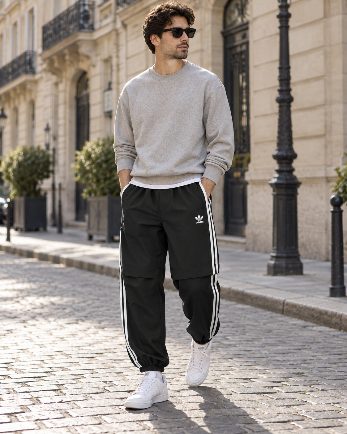 Adidas Ανδρικό Παντελόνι Φόρμας Μαύρο - L
