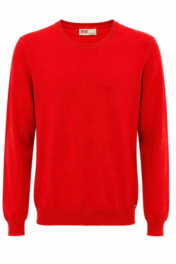 Rifle Fine Knit Crew Neck Sweater – Red-M