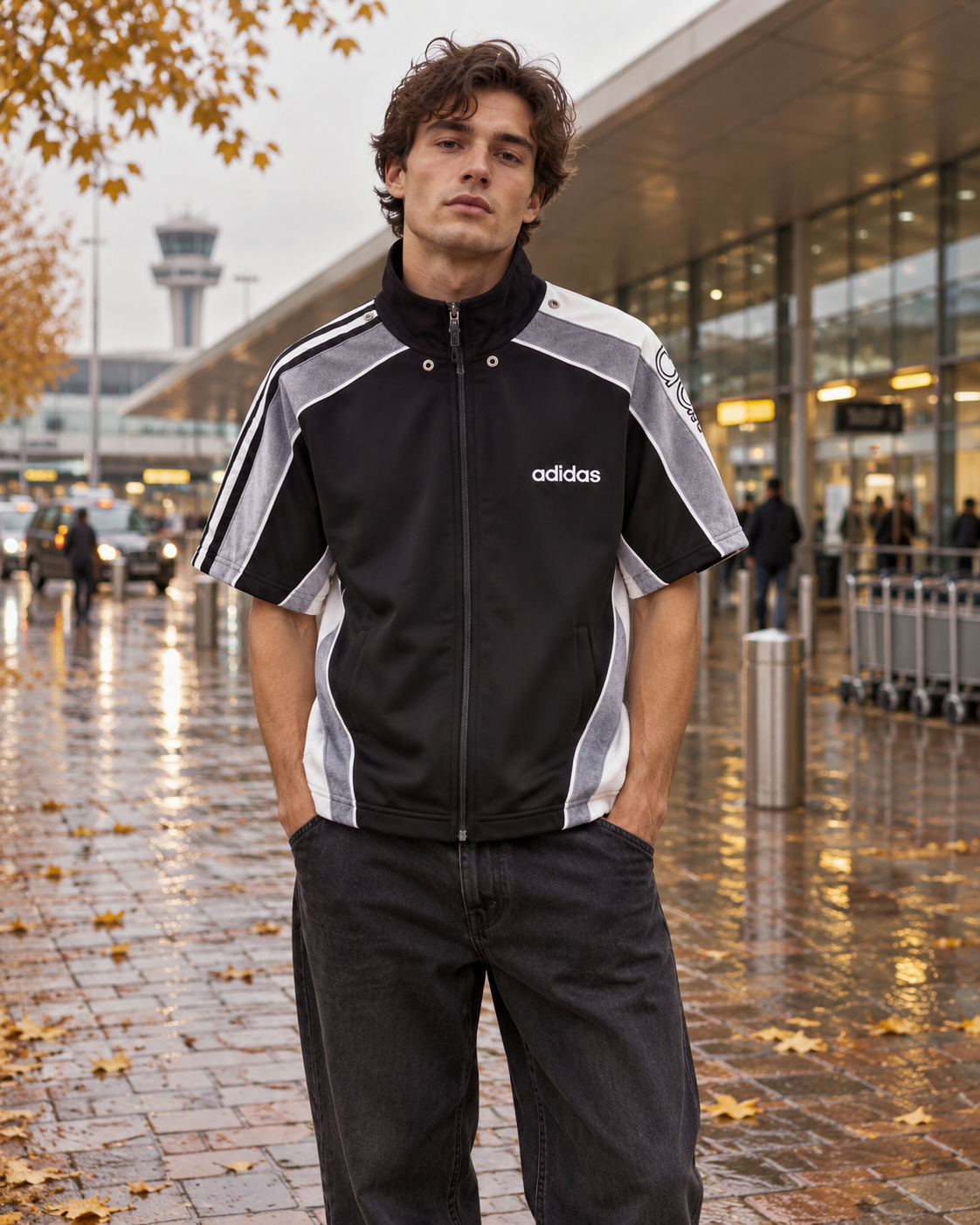 Adidas Ανδρική Κοντομάνικη Ζακέτα Μαύρη - XL