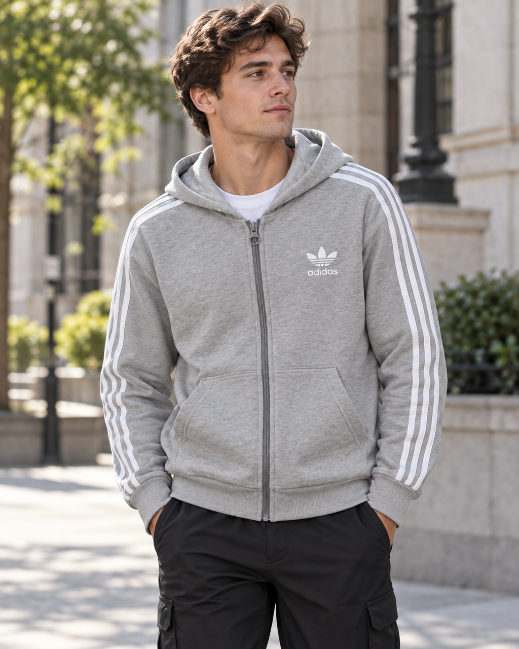 Adidas Παιδική Ζακέτα Γκρι - L