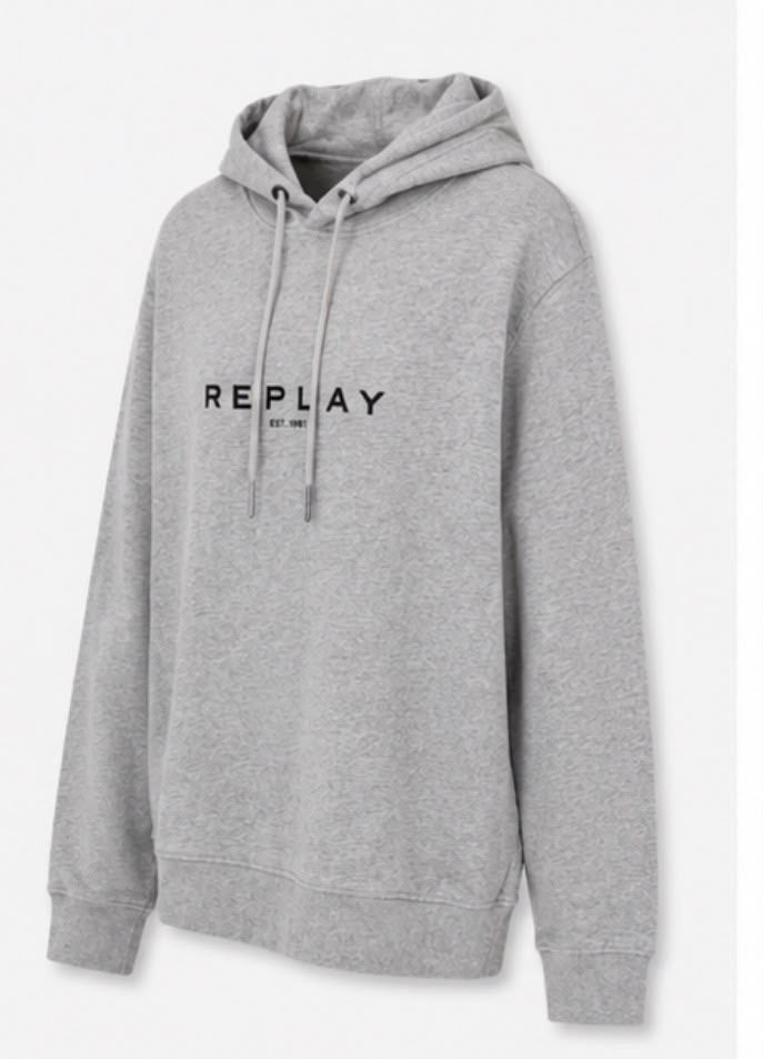 Replay Logo Hoodie – Γκρι Μελανζέ (L)