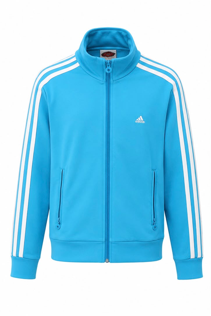 Adidas Track Jacket – Aqua Blue / White—M