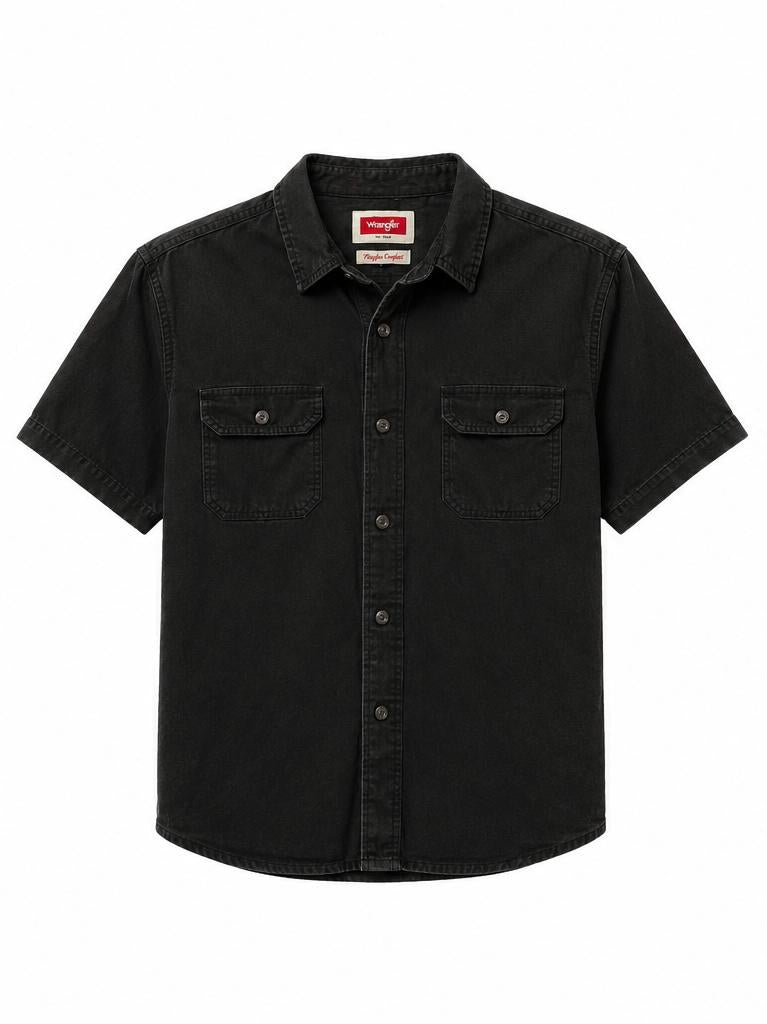 Wrangler Ανδρικό Κοντομάνικο Πουκάμισο – Μαύρο – Flex for Comfort-L