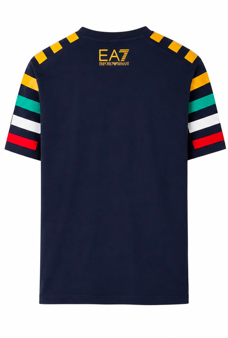 EA7 Emporio Armani Ανδρικό T-Shirt Navy Πολύχρωμες Λεπτομέρειες-M