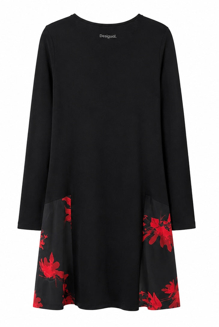 Desigual Black Floral Dress – Black/Red-L