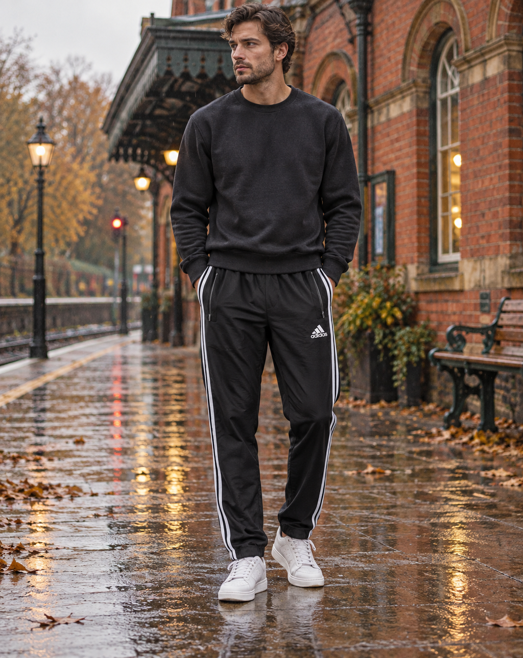 Adidas Ανδρικό Παντελόνι Μαύρο - L