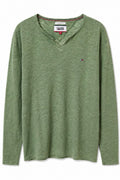 Tommy Hilfiger Denim Ανδρική Μακρυμάνικη Μπλούζα V-Neck Χακί-M