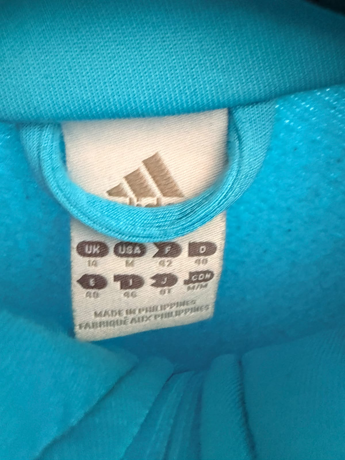 Adidas Track Jacket – Aqua Blue / White—M