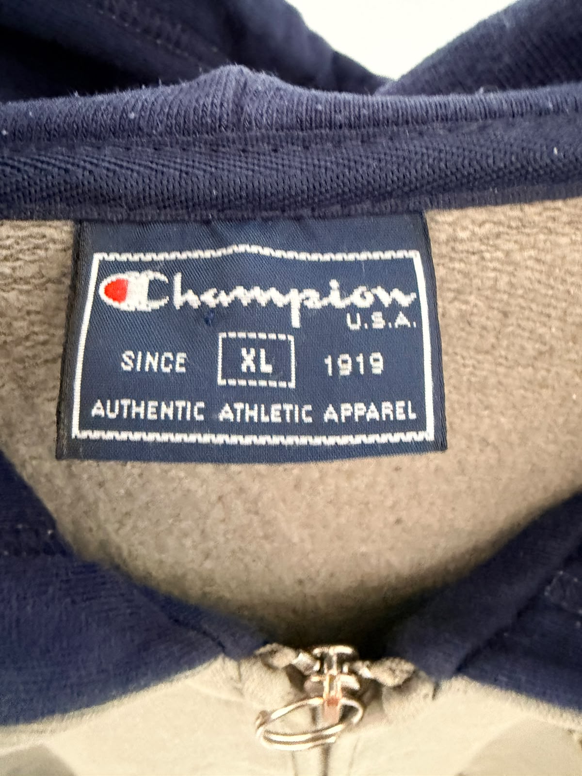 Champion Full Zip Hoodie – Brown / Navy-XL