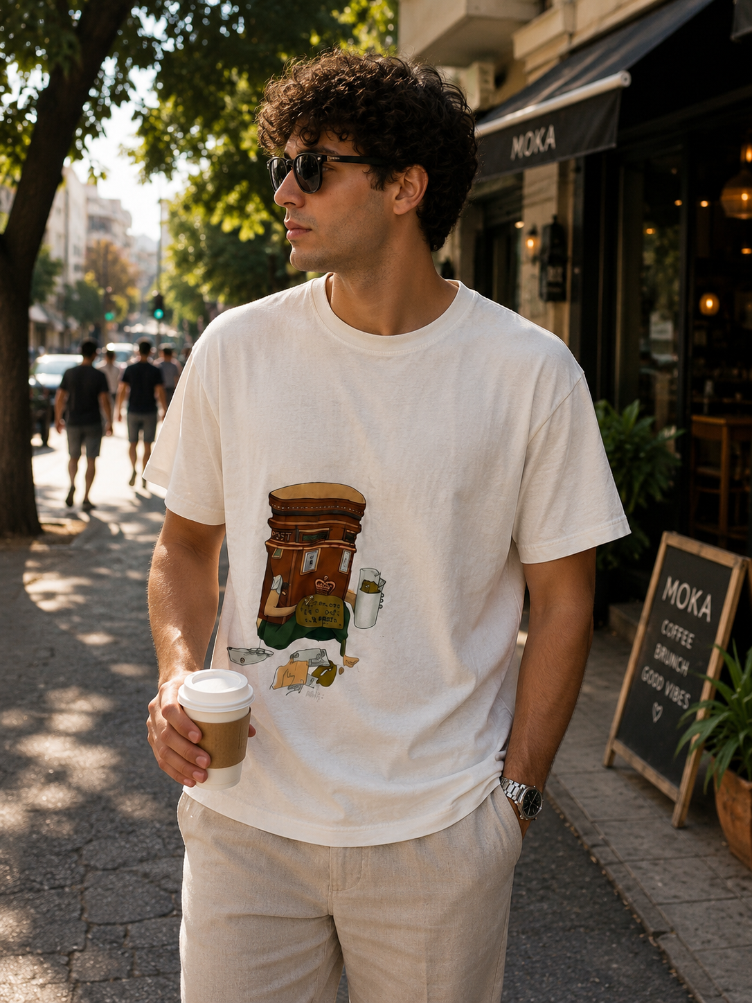 Puma Ανδρικό Graphic T-Shirt Μπλουζάκι – Εκρού – Μ