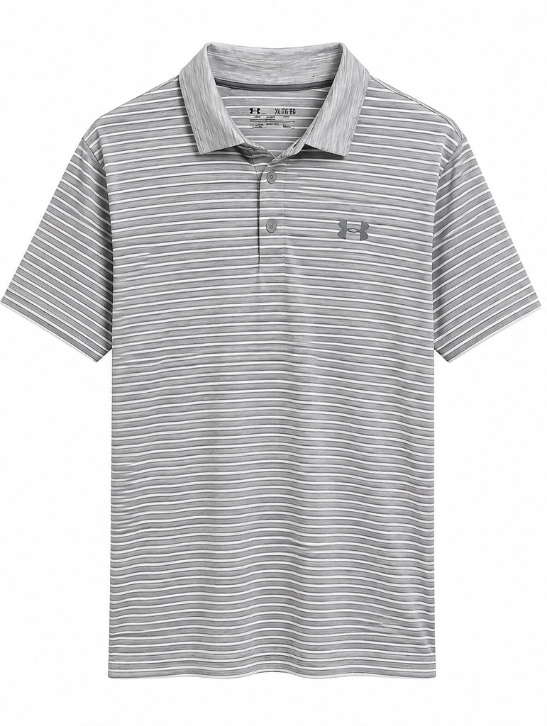 Under Armour Loose Fit Striped Ανδρικό Polo Γκρι XL
