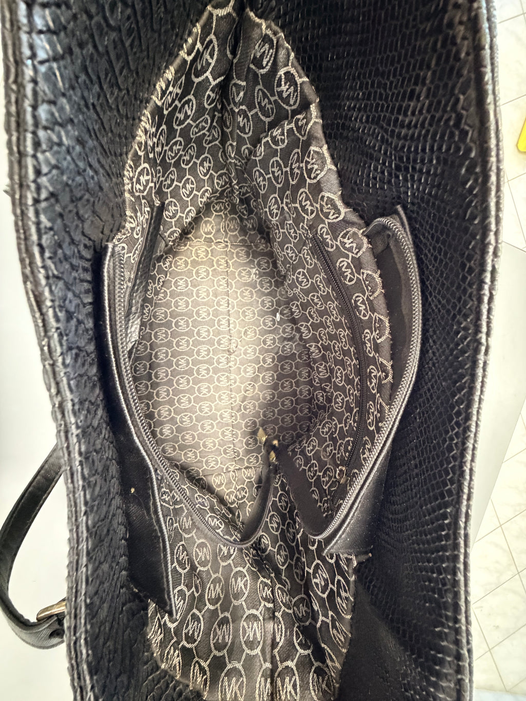 Michael Kors Snake-Embossed Tote Bag – Black