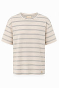 Pull&Bear Ανδρικό Ριγέ Μπλουζάκι – Εκρού – M