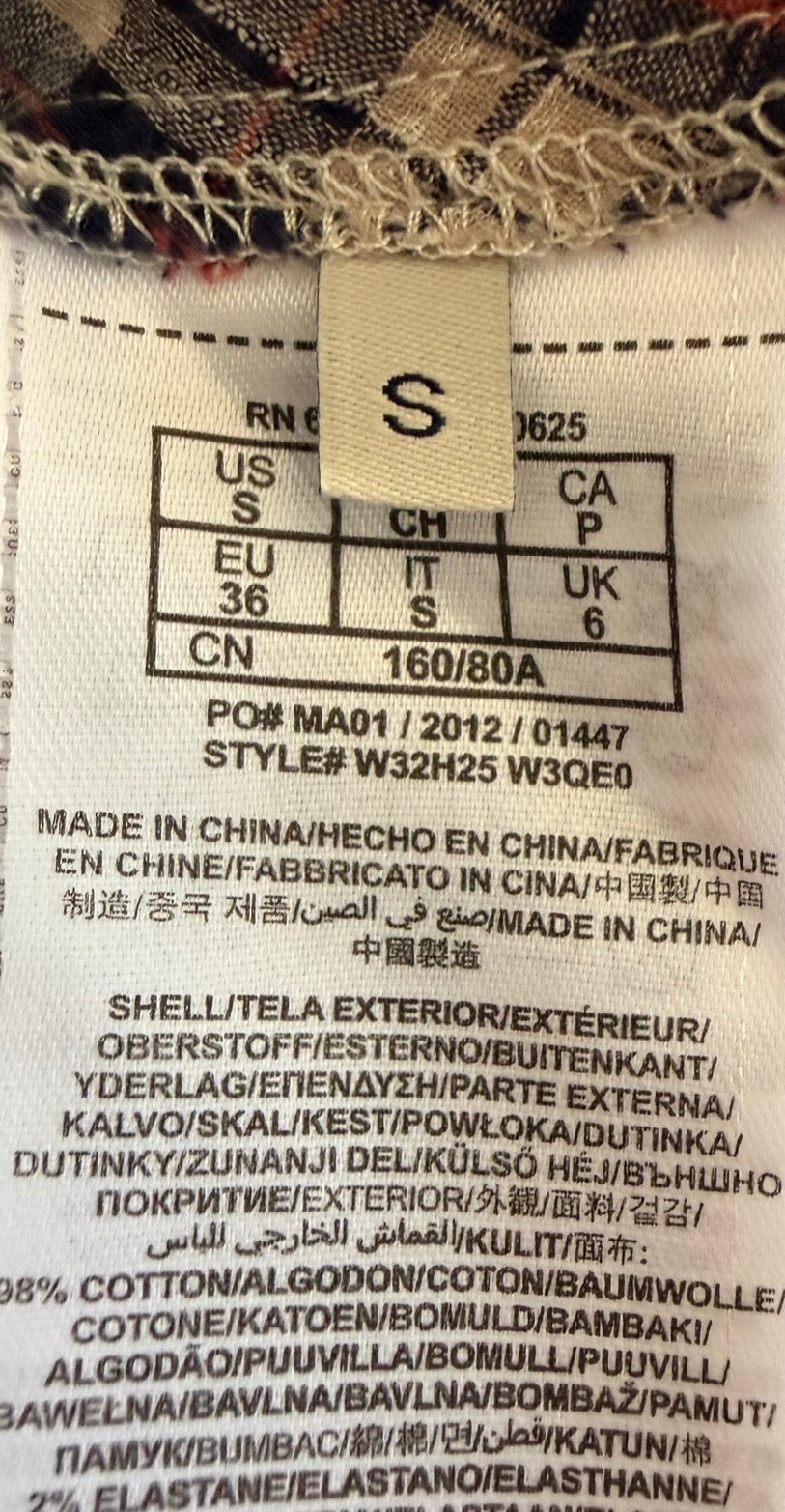 Guess Γυναικείο Αμάνικο Καρό Πουκάμισο με Δαντέλα – Μπεζ/Μπλε – S