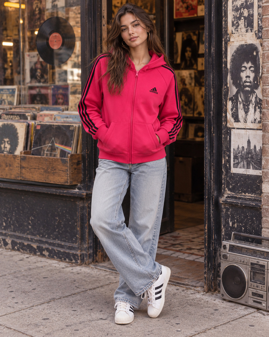 Adidas Γυναικεία Ζακέτα Φούξια – M