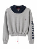 Tommy Hilfiger Cropped Hoodie – Grey/Navy-XS