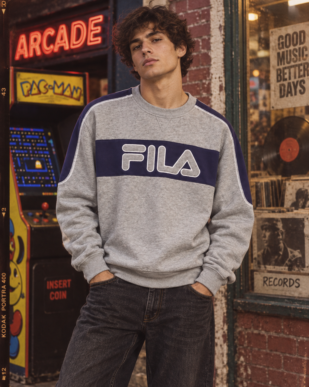 Fila Ανδρικό Φούτερ Γκρι – XL