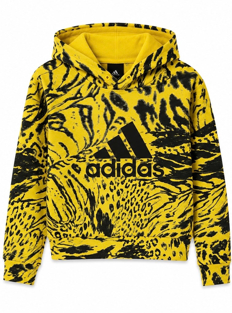 adidas Animal Print Hoodie – Yellow/Black-XS