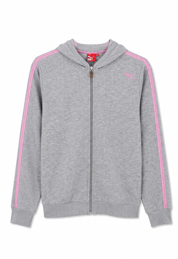 Puma Zip Hoodie – Grey/Pink-M