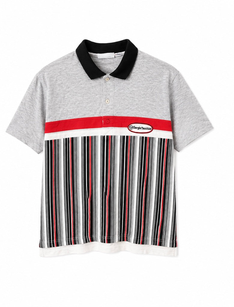 Sergio Tacchini Vintage Striped Polo Γκρι/Μαύρο/Κόκκινο-M